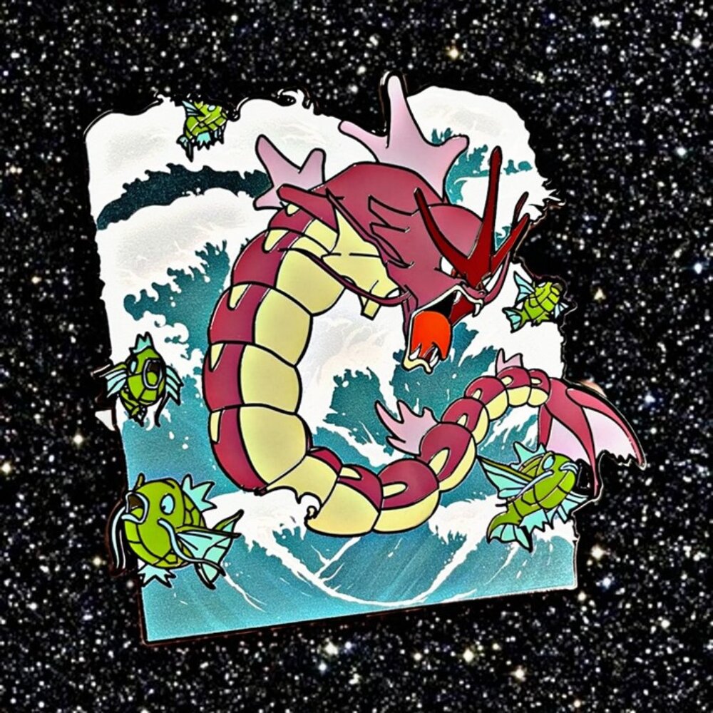 HUGE Red Shining Gyarados & Magikarp Pin – Limited Tsunami Pokémon Collectible